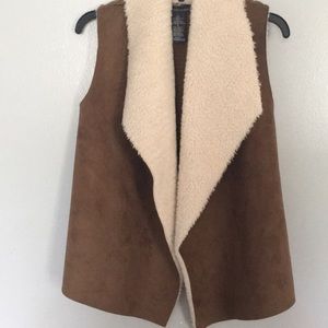 brown crochet vest lined on front